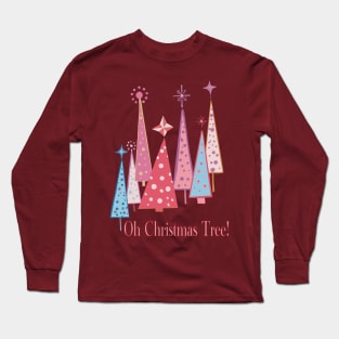 Oh Christmas Tree vintage pastel Christmas illustration Long Sleeve T-Shirt